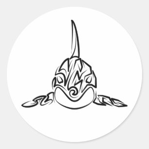 Sticker Rond Orca tribale noire et blanche