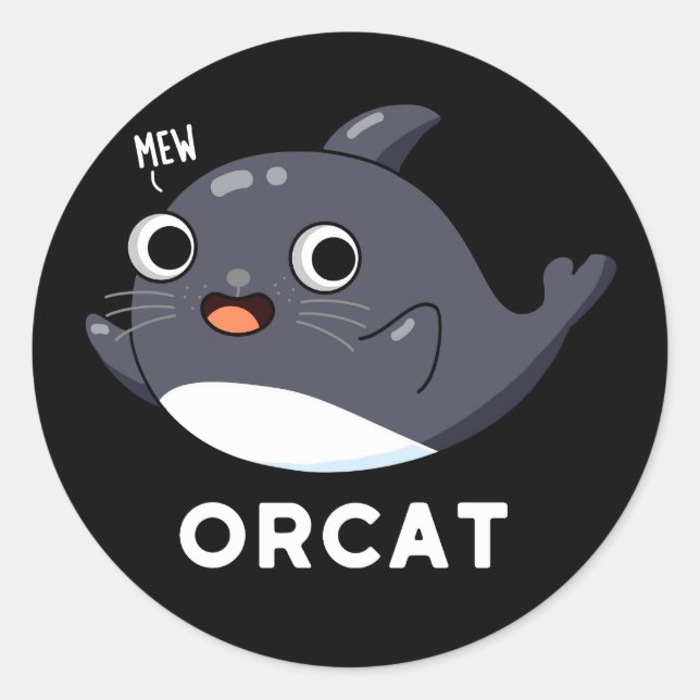 Sticker Rond Orcat Funny Chat Orca Pun Dark BG (Devant)
