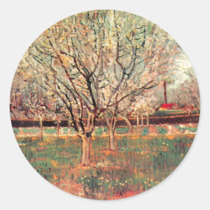 Sticker Rond Orchard en Fleur, Plum Trees par Vincent van Gogh