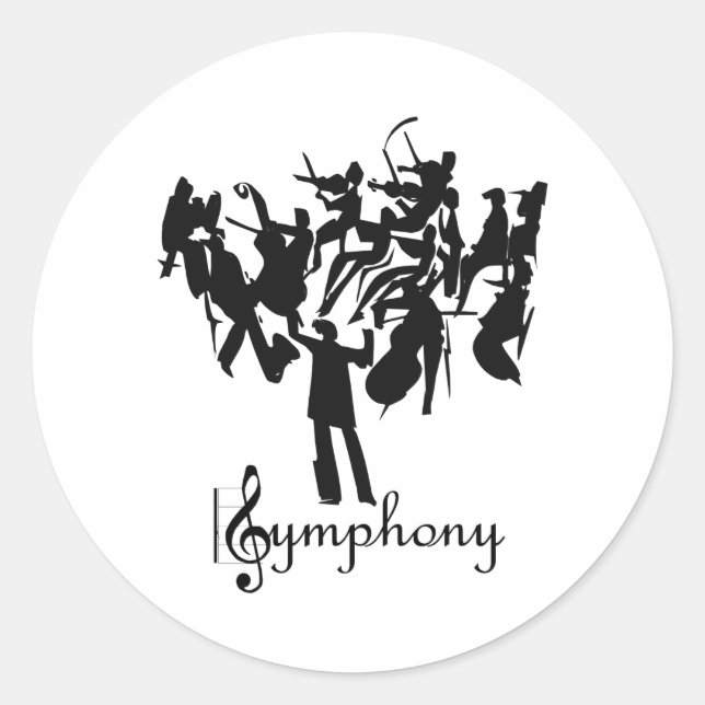 Sticker Rond Orchestre SYMPHONIQUE dans un design stylisé (Devant)