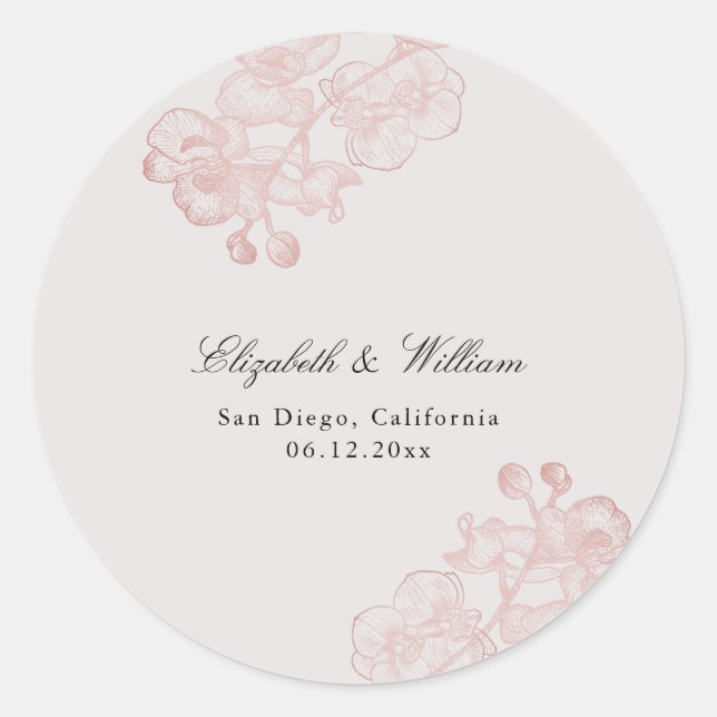 Sticker Rond Orchidée classique moderne formelle brûlé Mariage  (Devant)