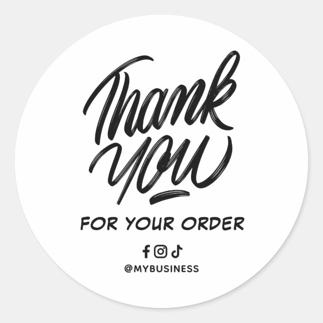 Sticker Rond Order Thank You Custom Text & Socials Business (Devant)