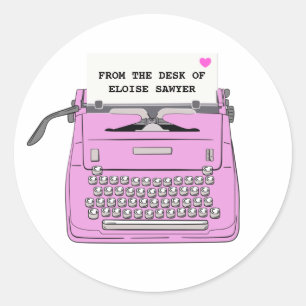 Sticker Rond Ordinateur de bureau Vintage Pink Retro Personnali