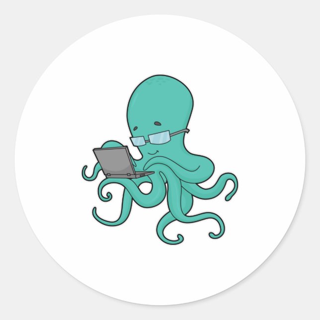 Sticker Rond Ordinateur portable Octopus (Devant)