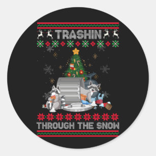 Sticker Rond Ordures Gang Opossum Raccoon laide Noël Sweat