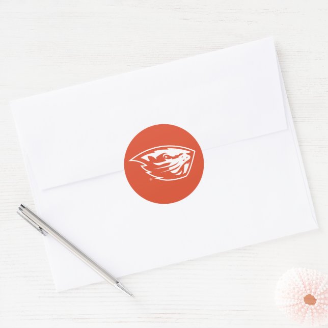 Sticker Rond Oregon State Beavers | Tête de castor (Enveloppe)