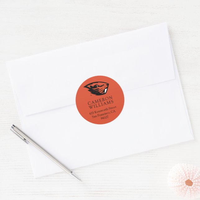 Sticker Rond Oregon State Beavers | Tête de castor (Enveloppe)