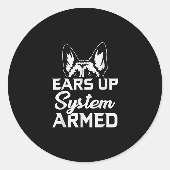 Sticker Rond oreille système armé berger allemand (Devant)