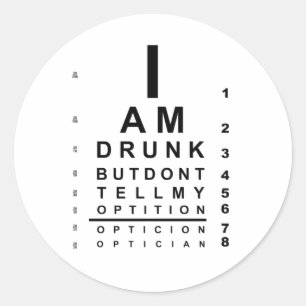 Sticker Rond Organigramme de l'oeil ivre amusant