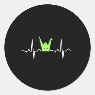 Sticker Rond Origami de la grue de papier, Chemise de pulse Ecg