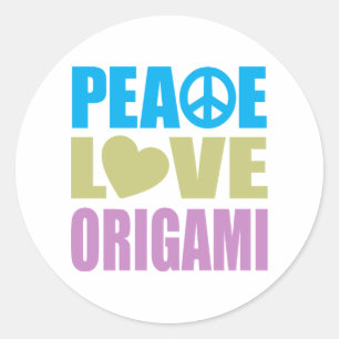Sticker Rond Origami de l'amour de la paix