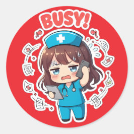 Sticker Rond Original Chibi Nurse 3.0 - Busy
