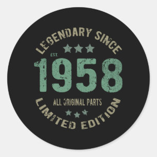 Sticker Rond Original depuis 1958 Cadeau d'anniversaire de lége