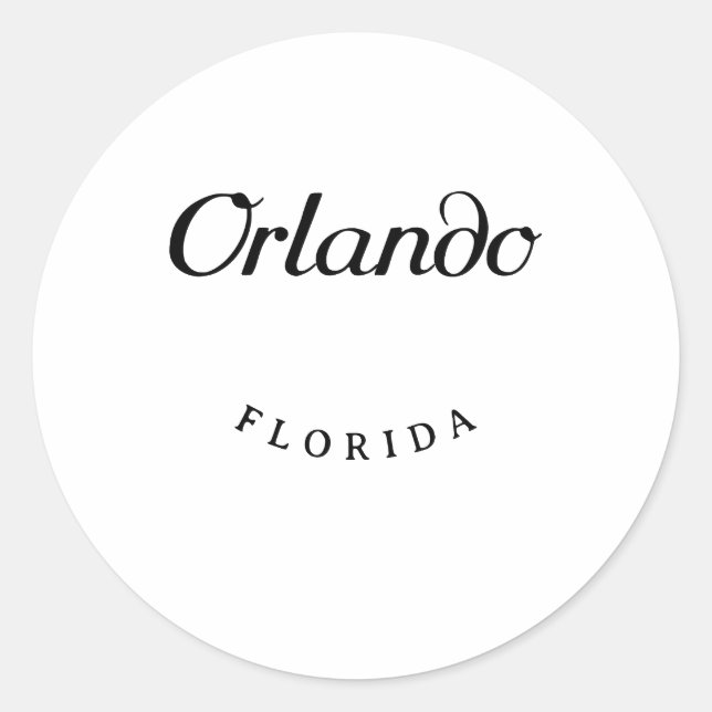 Sticker Rond Orlando Florida Black Font (Devant)