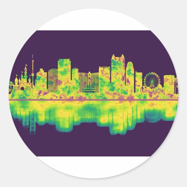 Sticker Rond Orlando Florida Skyline (Devant)