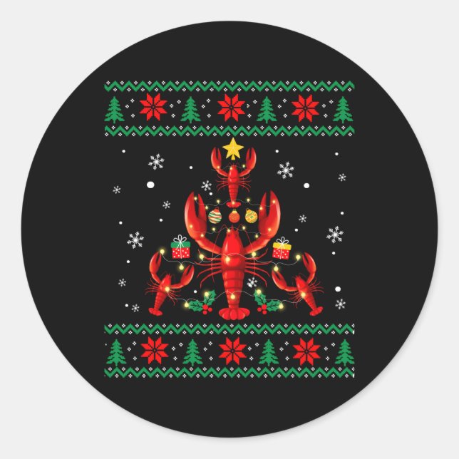 Sticker Rond Ornat de homard laide (Devant)