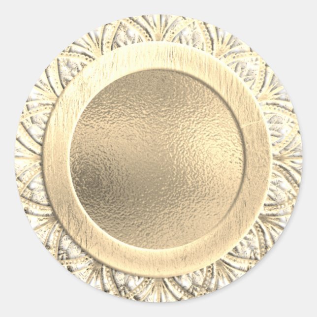Sticker Rond Ornat Gold Faux Foil (Devant)