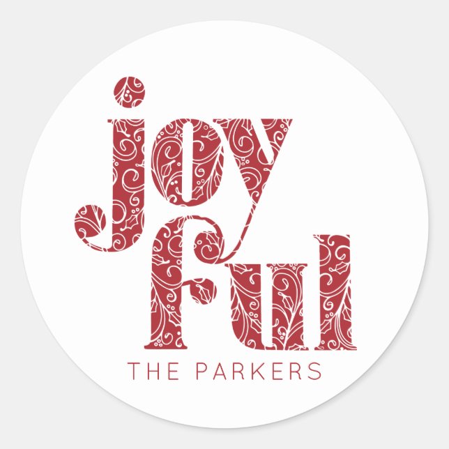 Sticker Rond Ornate Red Joypography Noël/Fêtes (Devant)