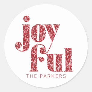 Sticker Rond Ornate Red Joypography Noël/Fêtes