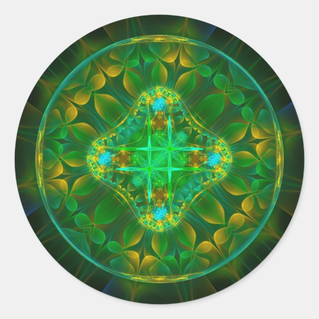 Sticker Rond Ornement de fées fractales rondes (Devant)