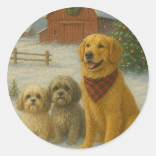 Sticker Rond Ornement de Noël Chien
