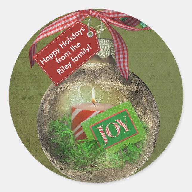 Sticker Rond Ornement de Noël d'or (Devant)