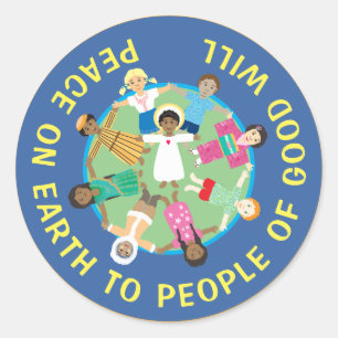 Sticker Rond Ornement en céramique Enfants et Jésus