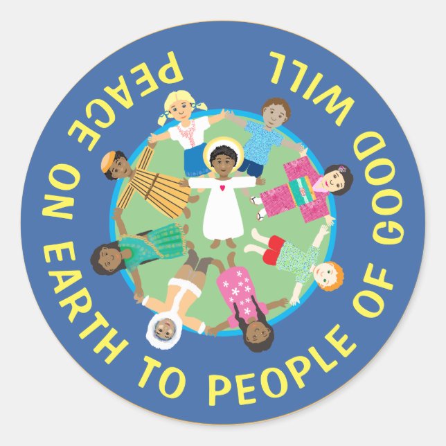 Sticker Rond Ornement en céramique Enfants et Jésus (Devant)