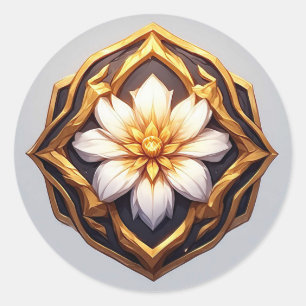 Sticker Rond Ornement floral doré élégant