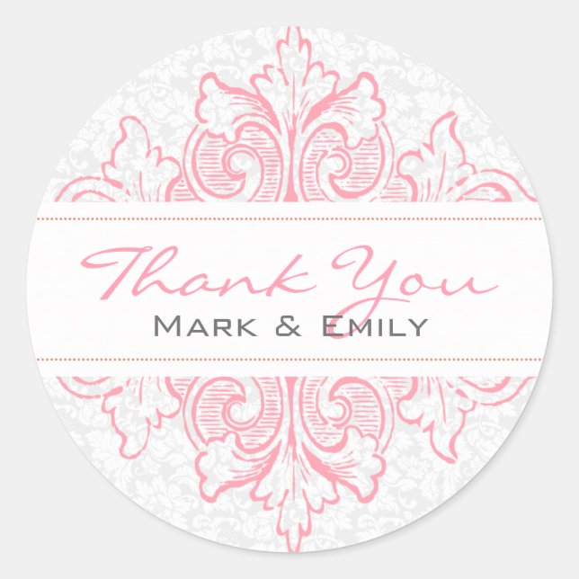 Sticker Rond Ornement Floral Rose Et Blanc Pastel (Devant)