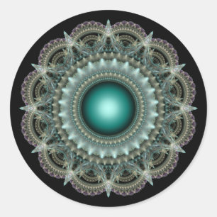 Sticker Rond ornement fractal kaléidoscopique