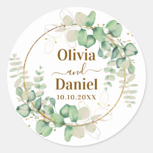 Sticker Rond Ornementation végétale dorée botanique Personnalis