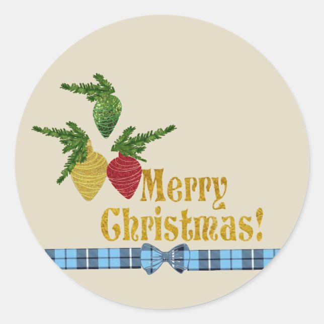 Sticker Rond Ornements de Joyeux Noël  (Devant)