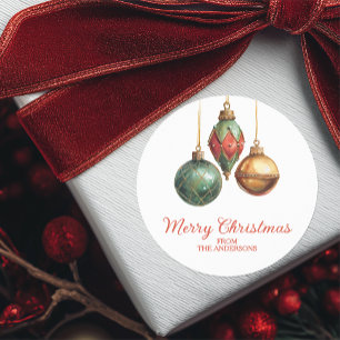Sticker Rond Ornements de Noël Élégants