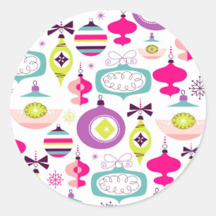Sticker Rond Ornements de Noël rétro lumineux