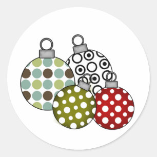 Sticker Rond Ornements de vacances rétro