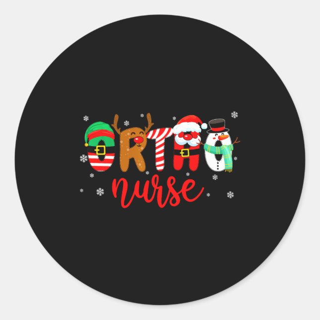 Sticker Rond Ortho Nurse Christmas Shirt Nurse Xmas Party Cna N (Devant)