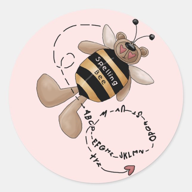 Sticker Rond Orthographe des t-shirts et cadeaux Bee (Devant)