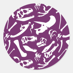 Sticker Rond Os de dinosaure (pourpres)