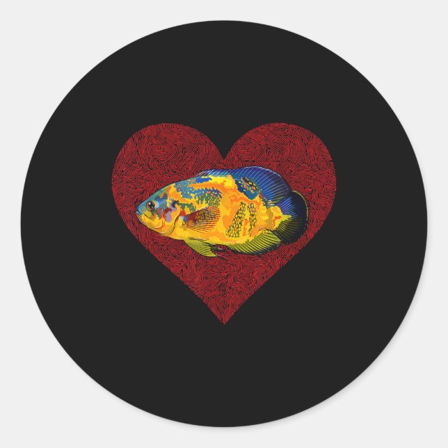 Sticker Rond Os Valentines Day Fish Love Fingerprint  (Devant)