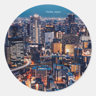 Sticker Rond Osaka Japon, photo de la ville
