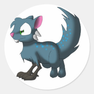 Sticker Rond Oscar Chinchilla Chat Oiseau Dragon hybride