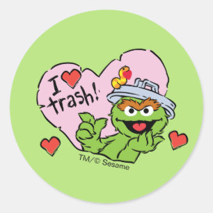 Sticker Rond Oscar "J'adore les ordures" Valentine