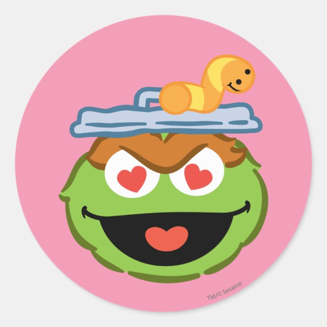 Sticker Rond Oscar Souriant visage avec des yeux en forme de co (Devant)