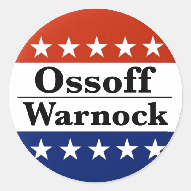 Sticker Rond Ossoff Warnock Géorgie Runoffs (Devant)