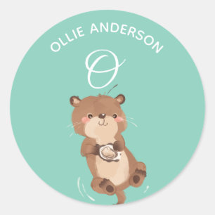 Sticker Rond Otter ・ Alphabet Monogram Cute School garderie