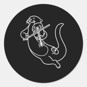 Sticker Rond Otter jouant du violon  pratique musicale de l'alt