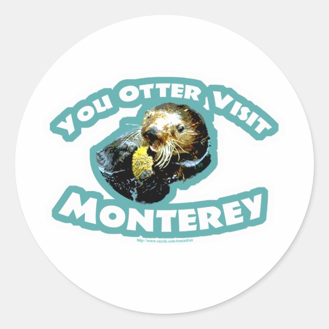 Sticker Rond Otter visite Monterey (Devant)