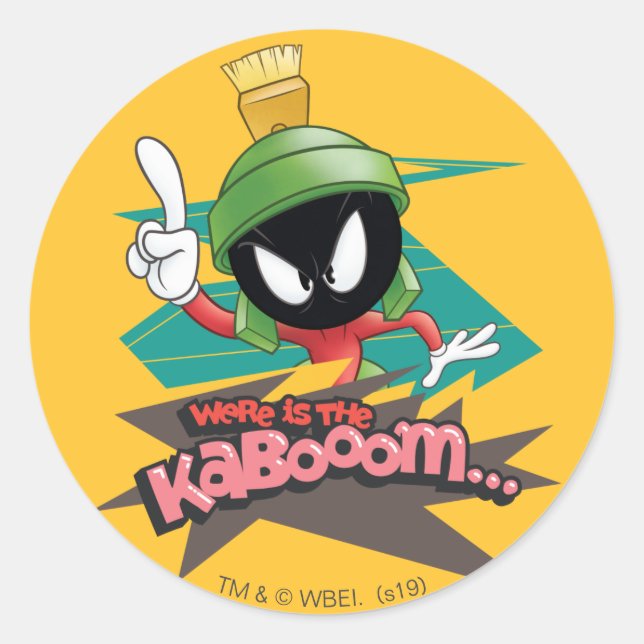 Sticker Rond "Où est le Kabooom" Points MARVIN MARTIAN™ (Devant)