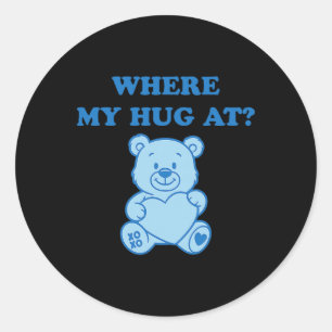 Sticker Rond Où est mon câlin ours mignon 